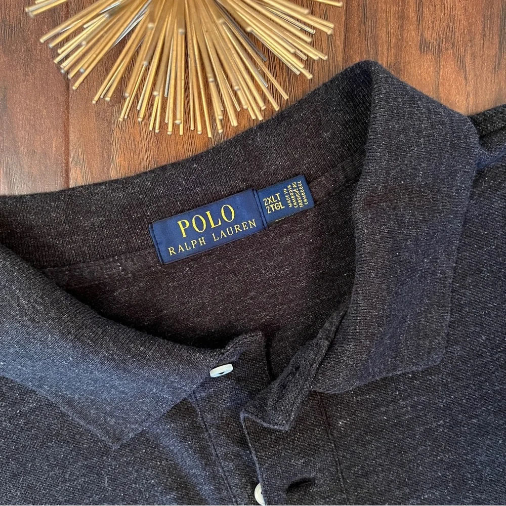 Polo Ralph Lauren Mesh Polo Shirt Size XLT Charcoal Gray